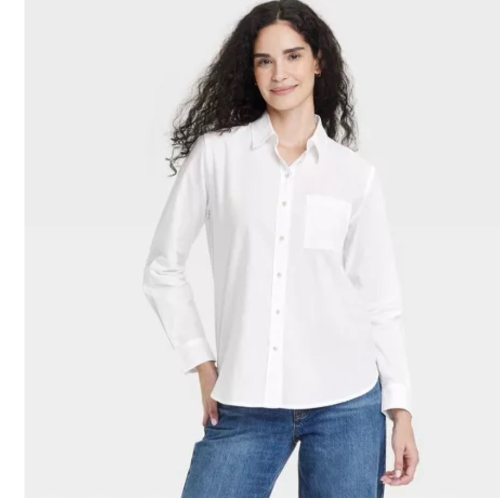 Relaxed Fit Shirt in White Cotton